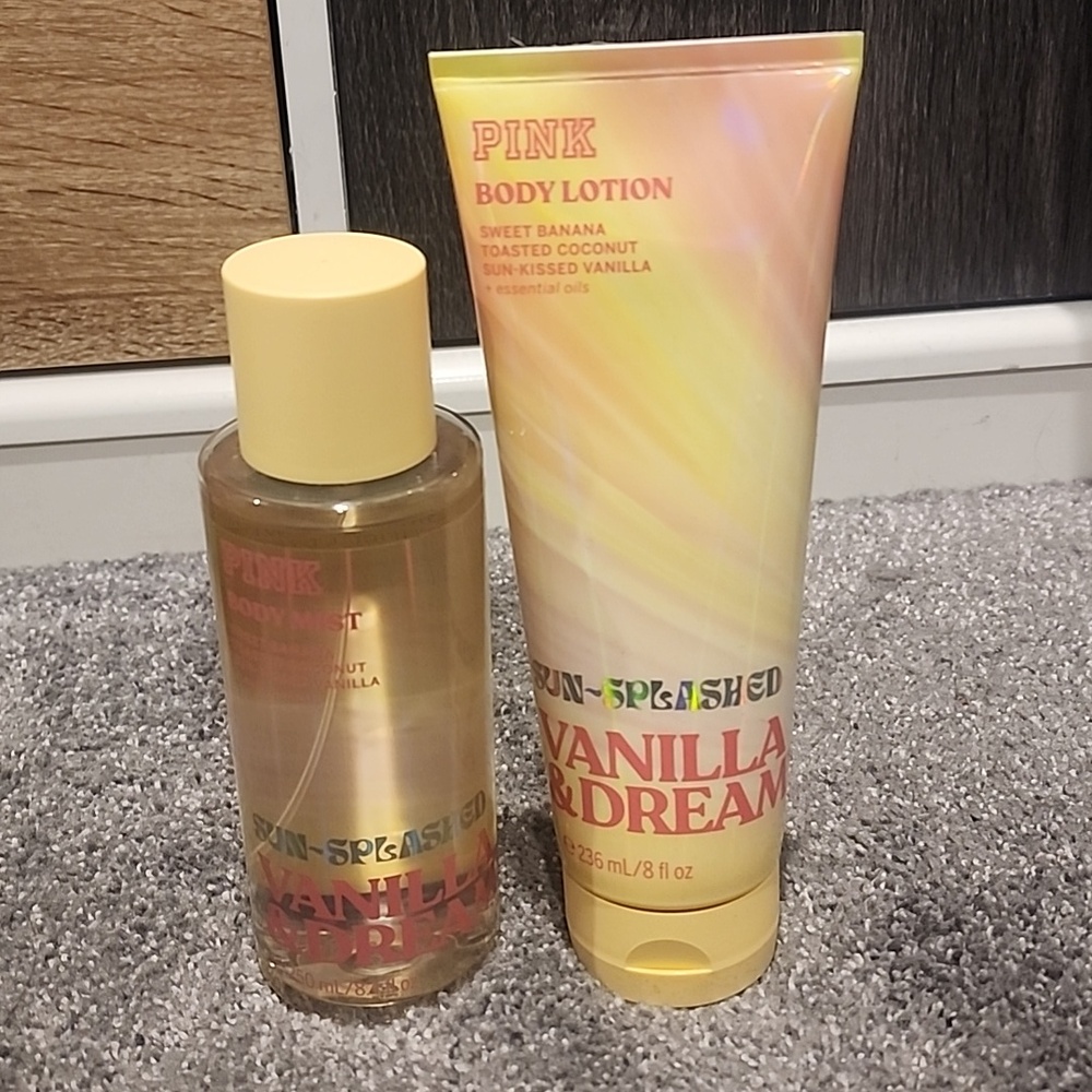 PINK Victoria's Secret Sun-Splashed Vanilla & Dream Body Lotion And Body Spray